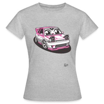 Chibi Auto : Japanisches JDM-Straßenrennen-Tuning - Frauen T-Shirt - Grau meliert - Vorne - AI Model Female 172 dark (172cm)