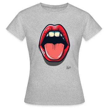 Bouche et langue : baisers et bisous - T-shirt Femme - gris chiné - Devant - AI Model Female 172 dark (172cm)