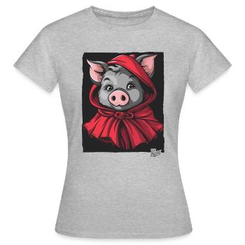 Le conte de fées du Petit Cochon Chaperon Rouge - T-shirt Femme - gris chiné - Devant - AI Model Female 172 dark (172cm)