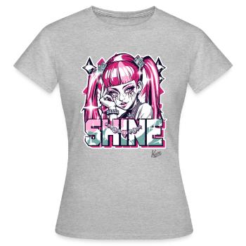 hübsches Mädchen scheint mit Diamanten und Juwelen - Frauen T-Shirt - Grau meliert - Vorne - AI Model Female 172 dark (172cm)