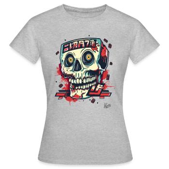 Crazy Extreme Street Art Cool Crâne - T-shirt Femme - gris chiné - Devant - AI Model Female 172 dark (172cm)