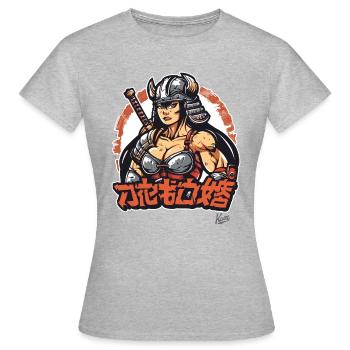 Eine Japanische Barbaren Wikinger Krieger Königin - Frauen T-Shirt - Grau meliert - Vorne - AI Model Female 172 dark (172cm)