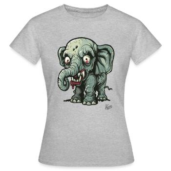 Drôle Terrible Petit Éléphant Zombie - T-shirt Femme - gris chiné - Devant - AI Model Female 172 dark (172cm)