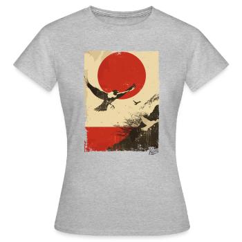 Propaganda-Stil: Natur und Vögel - Frauen T-Shirt - Grau meliert - Vorne - AI Model Female 172 dark (172cm)