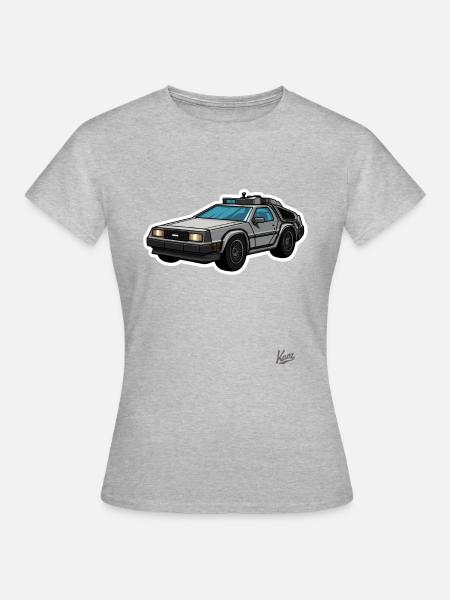 Lorean De, Die Zukunft ist zurück - Frauen T-Shirt - Grau meliert