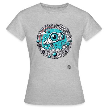 Astronomie Design "Auge der Astronomie" Teleskop - Frauen T-Shirt - Grau meliert - Vorne - AI Model Female 172 dark (172cm)