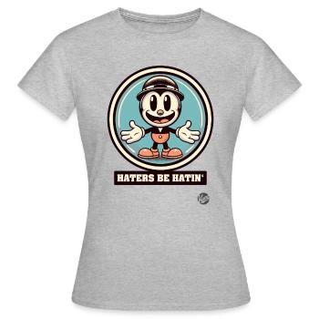 Retro Vintage Cartoon – Haters Be Hatin' - Frauen T-Shirt - Grau meliert - Vorne - AI Model Female 172 dark (172cm)