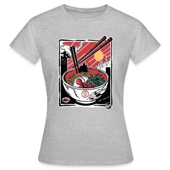 Angriff der Ramen-Stäbchen - Frauen T-Shirt - Grau meliert - Vorne - AI Model Female 172 dark (172cm)