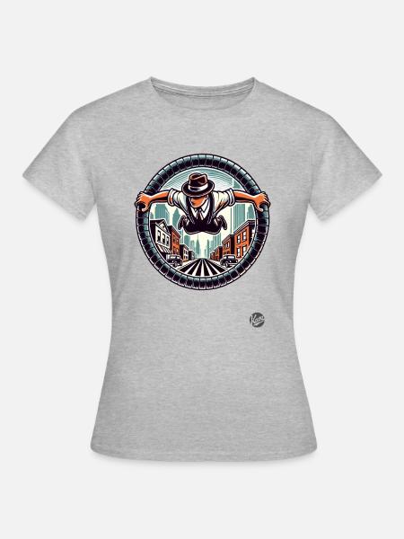 Retro Parkour - Frauen T-Shirt - Grau meliert