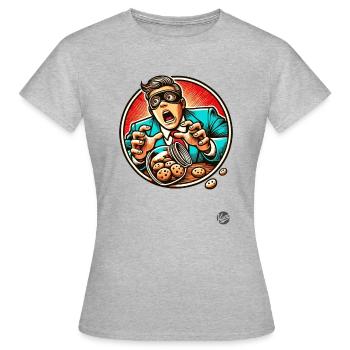 Manager pris : La main dans le pot à biscuits - T-shirt Femme - gris chiné - Devant - AI Model Female 172 dark (172cm)