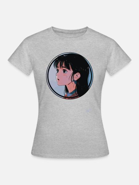 Japanisches Cartoon-Mädchen - Frauen T-Shirt - Grau meliert