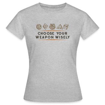 Tabletop Rollenspiel RP W20 Brettspiel DSA P&P - Frauen T-Shirt - Grau meliert - Vorne - AI Model Female 172 dark (172cm)