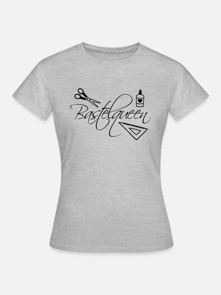 Bastelqueen basteln Schere Kleber Lineal - Frauen T-Shirt - Grau meliert