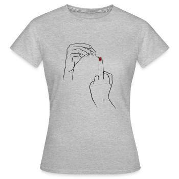 Damen Mittelfinger Stinkefinger Fick Dich Frauen - Frauen T-Shirt - Grau meliert - Vorne - AI Model Female 172 dark (172cm)