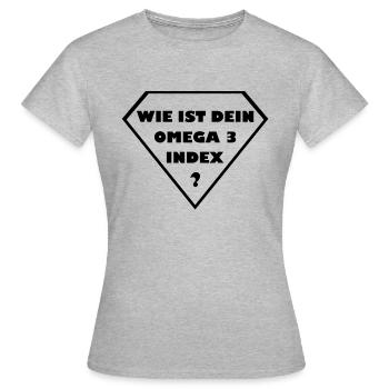 Wie ist dein Omega 3 Index? - Frauen T-Shirt - Grau meliert - Vorne - AI Model Female 172 dark (172cm)