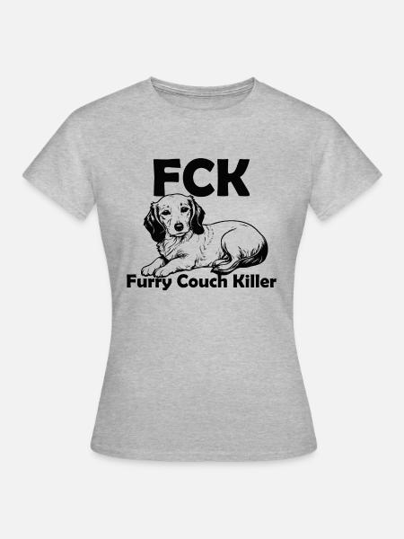 FCK - Furry Couch Killer - Frauen T-Shirt - Grau meliert