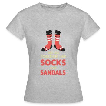 We go together like socks and sandals - Frauen T-Shirt - Grau meliert - Vorne - AI Model Female 172 dark (172cm)