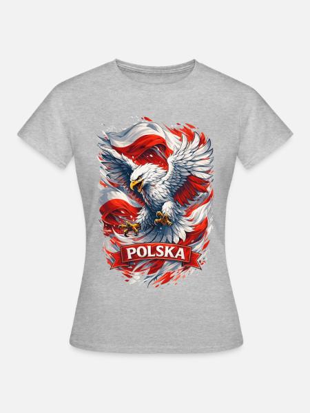Dynamischer polnischer Adler – Stolz & Ehre - Frauen T-Shirt - Grau meliert