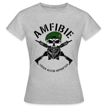 AMFIBIE - Crossed Ak 5C - Frauen T-Shirt - Grau meliert - Vorne - AI Model Female 172 dark (172cm)