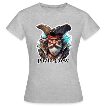 Pirat / Ahoi / Anker / Kapitän / Totenkopf / Rum - Frauen T-Shirt - Grau meliert - Vorne - AI Model Female 172 dark (172cm)