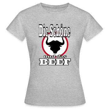 Die Schoene und das Beef - Frauen T-Shirt - Grau meliert - Vorne - AI Model Female 172 dark (172cm)