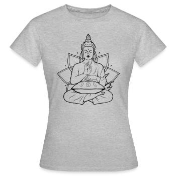 Handpan Buddha Player Spiritual Handpan - T-shirt Femme - gris chiné - Devant - AI Model Female 172 dark (172cm)
