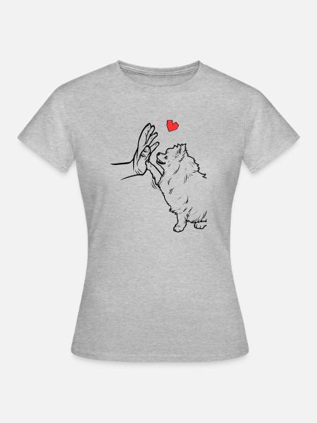 Pomeranian Niedlicher Pomeranian Liebe - Frauen T-Shirt - Grau meliert