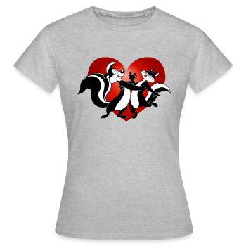 Looney Tunes Pépé le putois coeur - T-shirt Femme - gris chiné - Devant - AI Model Female 172 dark (172cm)