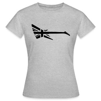 Gitarren Union Jack - Frauen T-Shirt - Grau meliert - Vorne - AI Model Female 172 dark (172cm)