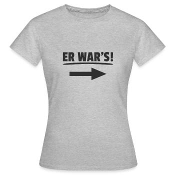 Er war's Unschuld Sprüche Petzen Unschuldig Petze - Frauen T-Shirt - Grau meliert - Vorne - AI Model Female 172 dark (172cm)