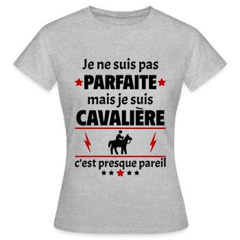 Pas parfaite mais cavalière, fête des mères, noël - T-shirt Femme - gris chiné - Devant - AI Model Female 172 dark (172cm)