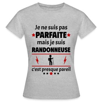 Pas parfaite mais randonneuse, fête des mères,noël - T-shirt Femme - gris chiné - Devant - AI Model Female 172 dark (172cm)