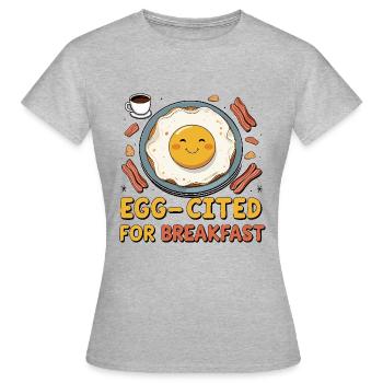 Egg-cited for Breakfast - Frauen T-Shirt - Grau meliert - Vorne - AI Model Female 172 dark (172cm)