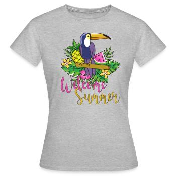 Bienvenue été - T-shirt Femme - gris chiné - Devant - AI Model Female 172 dark (172cm)