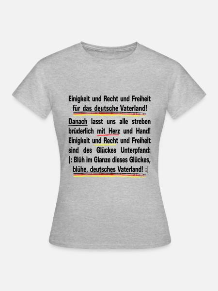deutsche Hymne Text - Frauen T-Shirt - Grau meliert