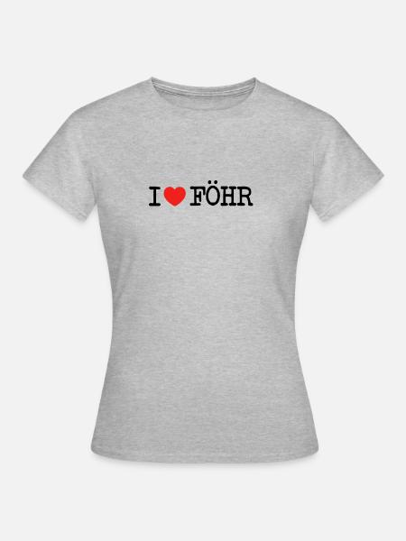 I love Föhr - Frauen T-Shirt - Grau meliert
