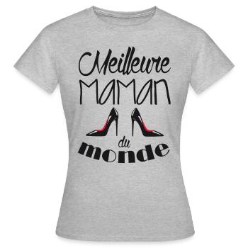 Meilleure maman du monde - T-shirt Femme - gris chiné - Devant - AI Model Female 172 dark (172cm)