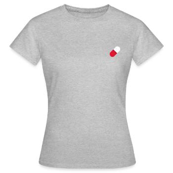 Pilule rouge - T-shirt Femme - gris chiné - Devant - AI Model Female 172 dark (172cm)