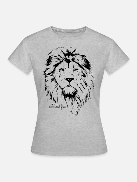 Löwe - Frauen T-Shirt - Grau meliert