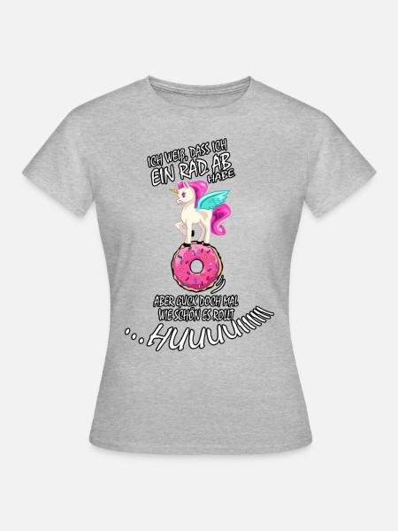 Einhorn ich weiß dass ich ein Rad ab habe Dounut - Frauen T-Shirt - Grau meliert