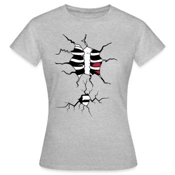 côtes de poitrine squelette squelette Costume Horreur - T-shirt Femme - gris chiné - Devant - AI Model Female 172 dark (172cm)
