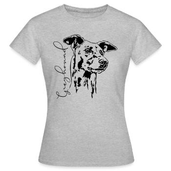 GREYHOUND Portrait Greyhound Greyhounds Wilsigns - T-shirt Femme - gris chiné - Devant - AI Model Female 172 dark (172cm)