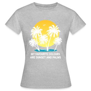 palmiers coucher de soleil d’été mer couleurs préférées - T-shirt Femme - gris chiné - Devant - AI Model Female 172 dark (172cm)