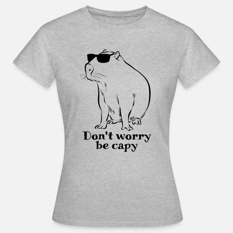 Don't worry be capy - Capybara drawing - sketch - Women's T-Shirt - heather grey