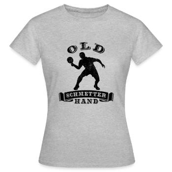 Old Schmetterhand Tischtennis Schmetterball - Frauen T-Shirt - Grau meliert - Vorne - AI Model Female 172 dark (172cm)