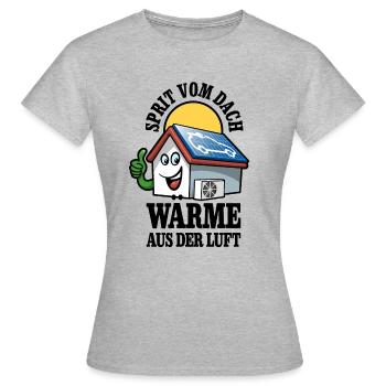 Öko Haus Sprit vom Dach Wärme aus der Luft - Frauen T-Shirt - Grau meliert - Vorne - AI Model Female 172 dark (172cm)