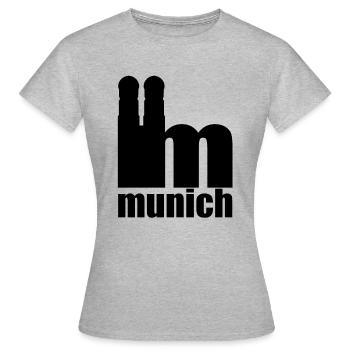 Servus - Gruß aus München - Frauenkirche - Frauen T-Shirt - Grau meliert - Vorne - AI Model Female 172 dark (172cm)