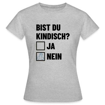 Bist du kindisch? Ankreuzen - Pimmel - Frauen T-Shirt - Grau meliert - Vorne - AI Model Female 172 dark (172cm)