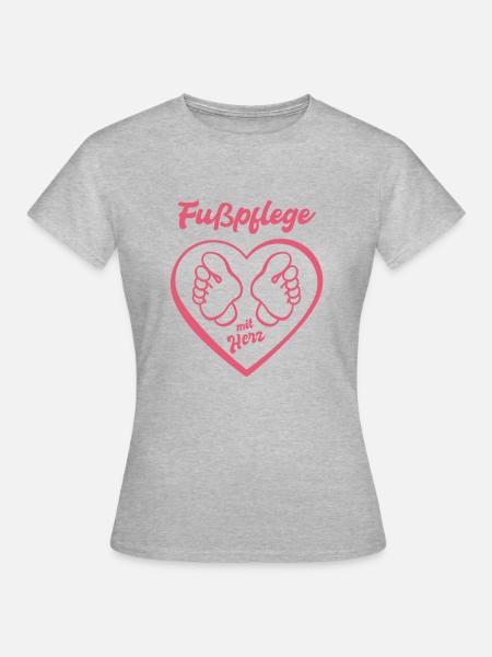 Füße - Fußpflege mit Herz - Podologin - Spruch - Frauen T-Shirt - Grau meliert
