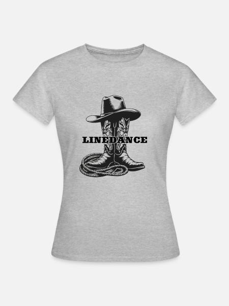 Linedance Linedancing Country Fan - Geschenk - Frauen T-Shirt - Grau meliert